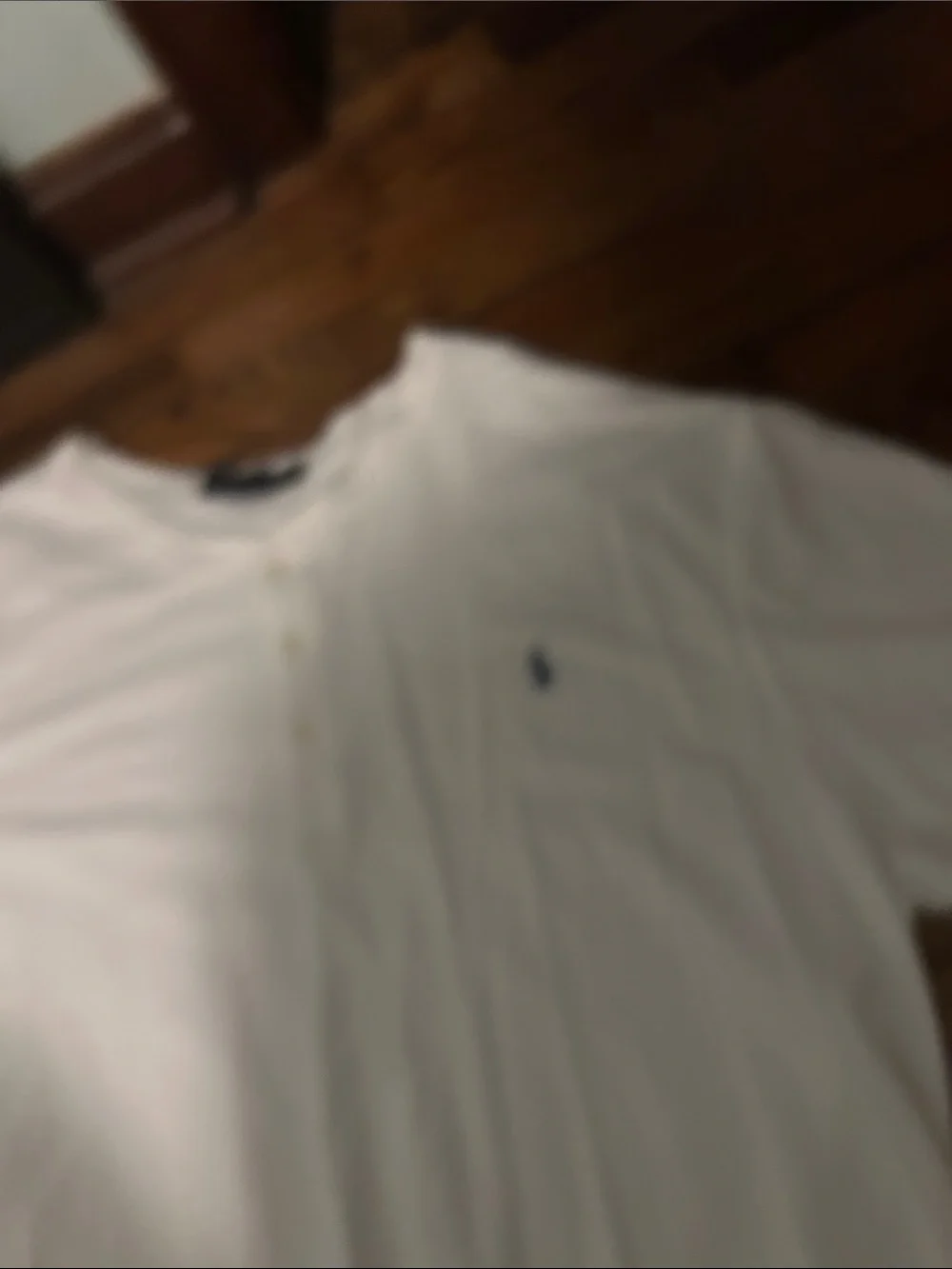 Ralph Lauren White Short-Sleeve Henley Polo with Navy Pony